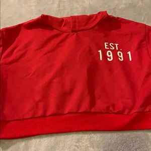 red crop hoodie